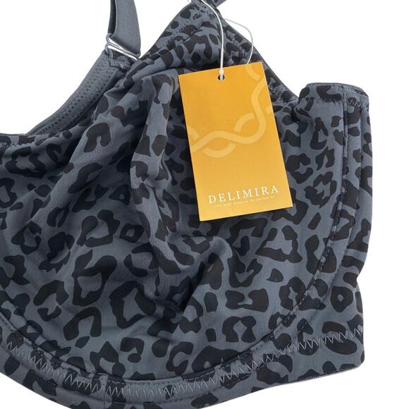 Delimira Women's Black Gray Leopard Minimiser Underwire Bra Size 38DD - Picture 3 of 8